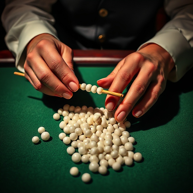 Fan Tan bead grouping process on an Asia Gaming live table