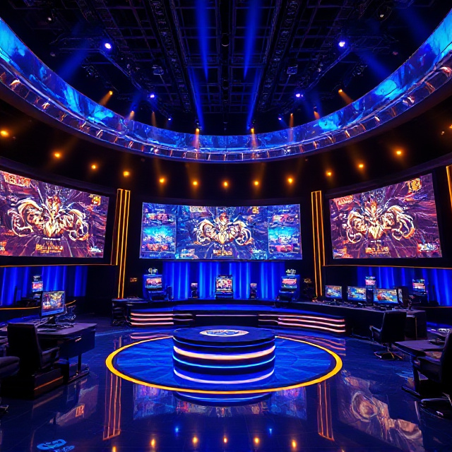 Evolution Gaming style live studio with screens and game show set